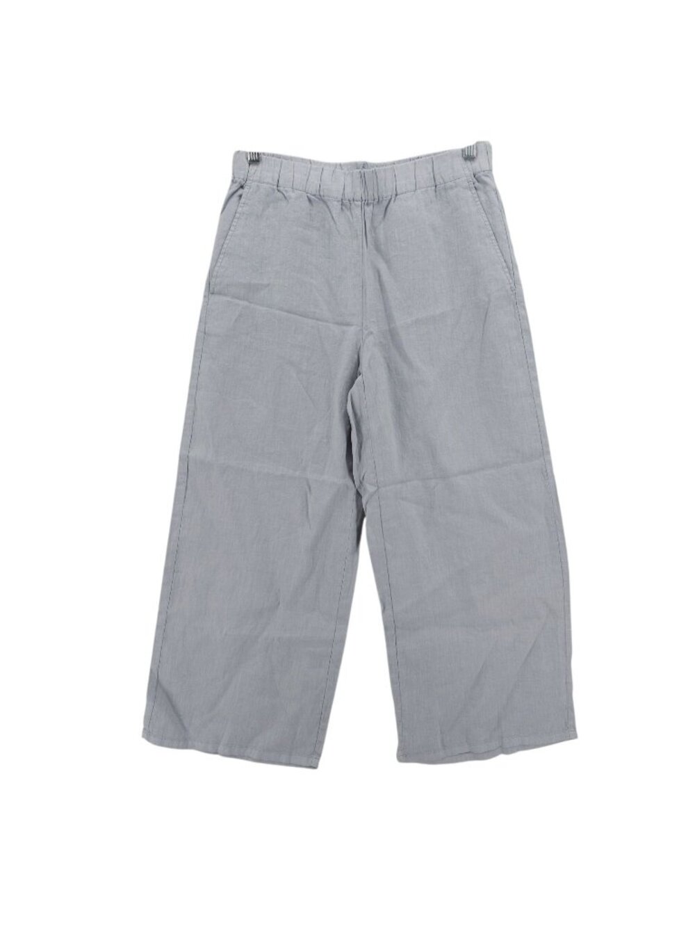 NWOT EILEEN FISHER Garment-Dyed Organic Linen Wide-Leg Crop Pant GEYSR Gray XS
